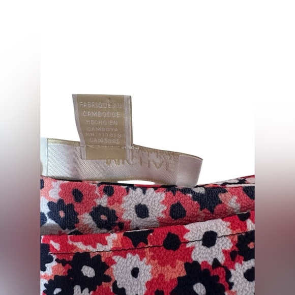 Michael Kors Red Floral Blouse Top Smocked Waist Women’s Size L - Picture 6 of 7